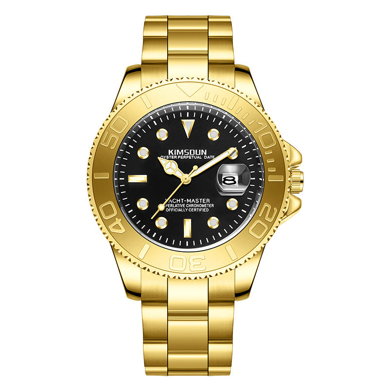 Men’s Gray Yacht-Inspired Quartz Watch – Luminous Stainless Steel Timepiece