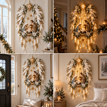 🔥Last Day 90% OFF🔥👼 Heavenly Angel Wings Nativity Light✨ – Lighted Christmas Wall Decor  ✈️