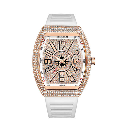 Men’s Diamond Accent Barrel Watch – Retro Quartz Fashion Timepiece
