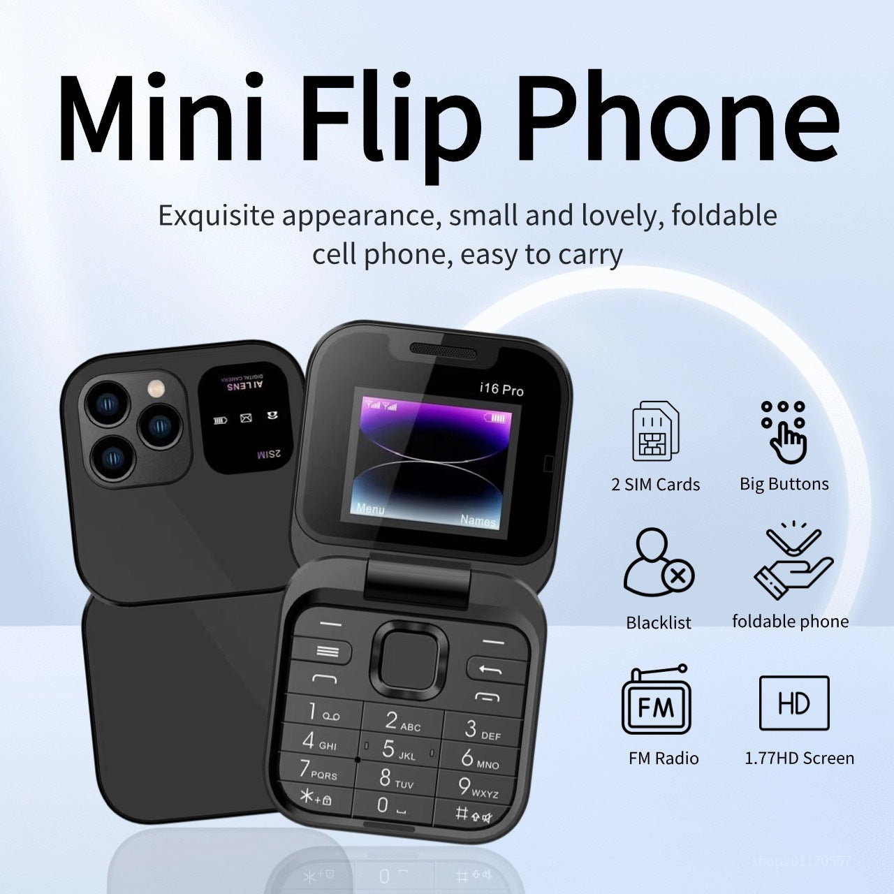UMIIO i17 Pro Senior Flip Phone – Compact Easy-to-Use Mobile Phone with Dual SIM, Android OS & 1000mAh Battery