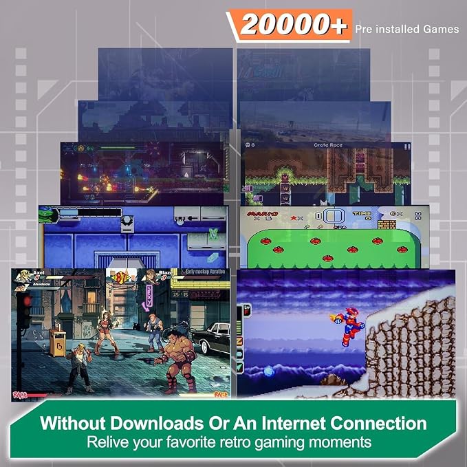 New Retro Gaming Console & Game Stick Pro - 20,000+ Classic Video Games, 23 Emulators, Dual Wireless Controllers, 4K HDMI Output, Plug & Play, Compatible with TV, PC, Projector, 64GB