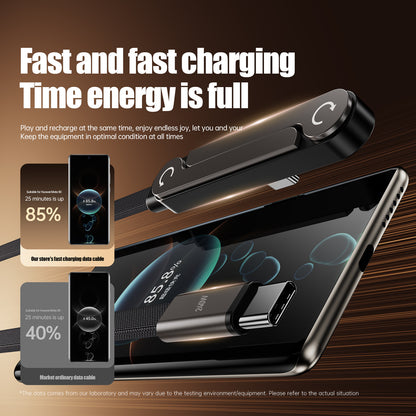 240W Fast Charging Dual USB-C Braided Zinc Alloy Cable for Tablets & Gaming
