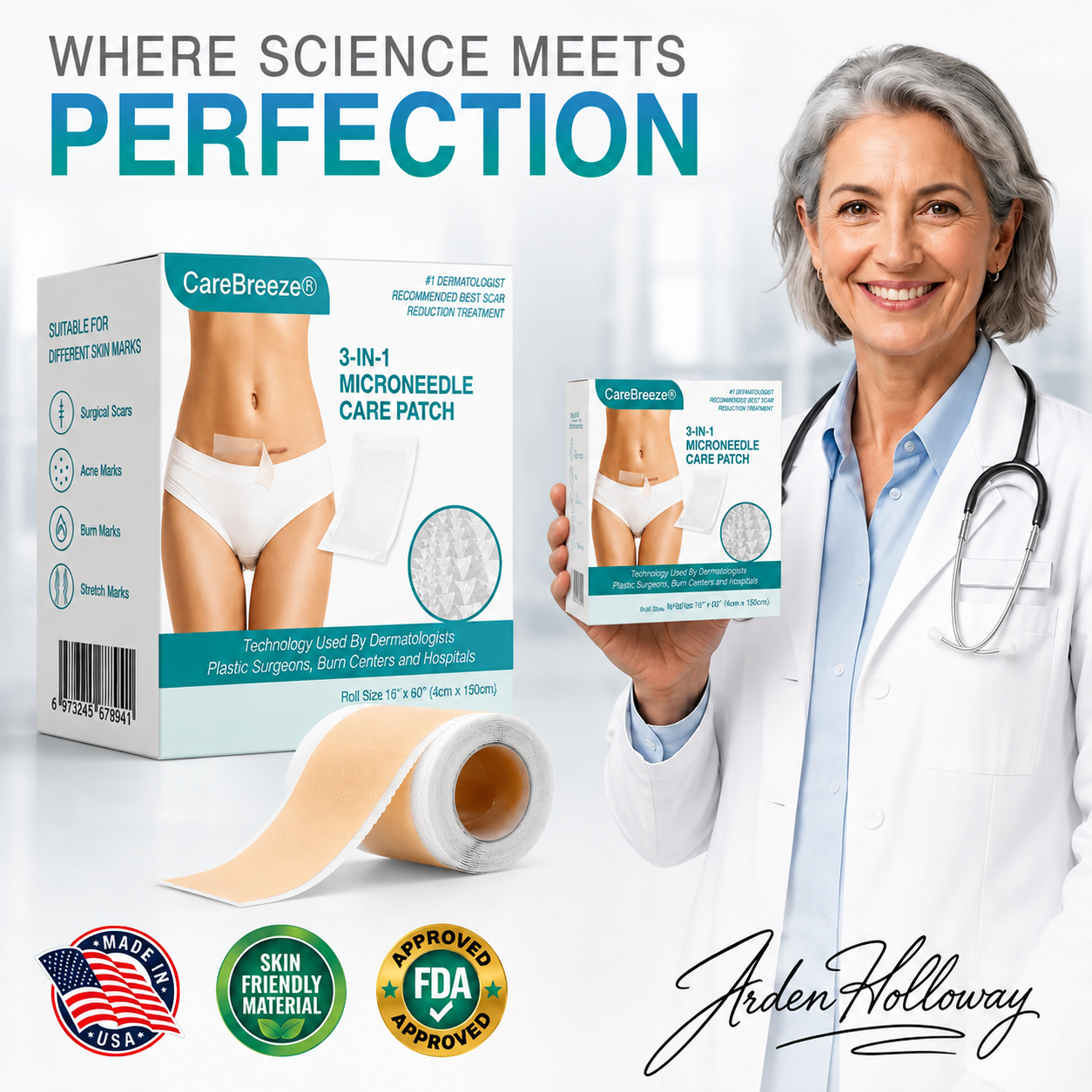 CareBreeze® 3-in-1 Scar Removal Microneedle Care Patch 💡