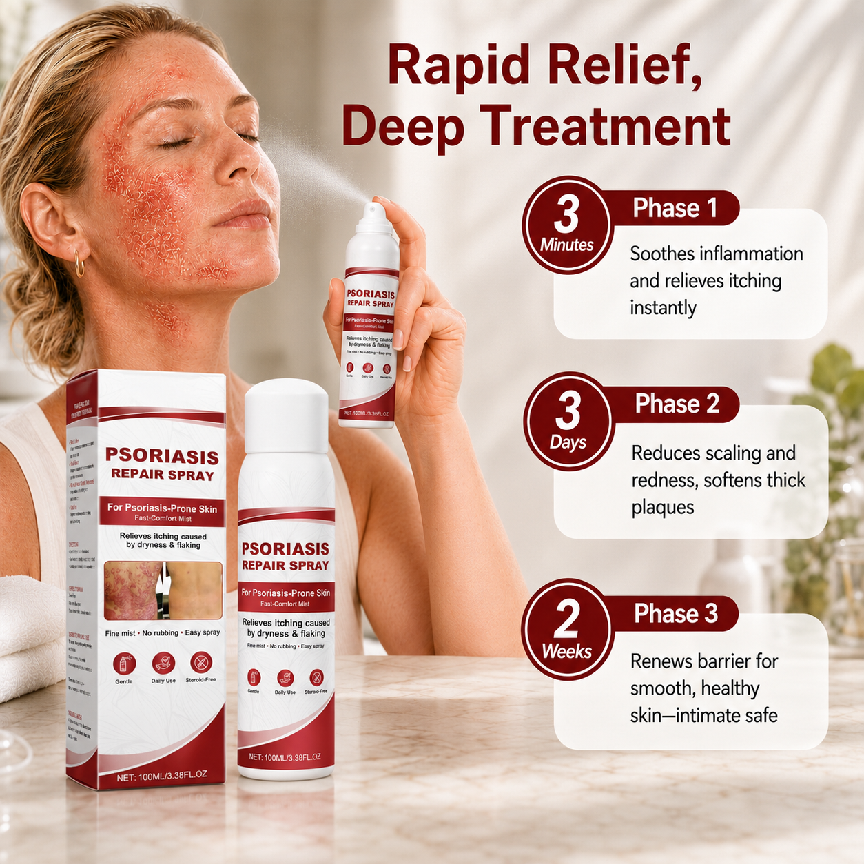 KUBOZN® Beef Tallow Spray for Itchy, Flaky Psoriasis Skin