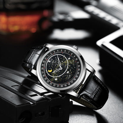 Men’s Starry Sky Watch – Rotating Dial Automatic Mechanical Wristwatch
