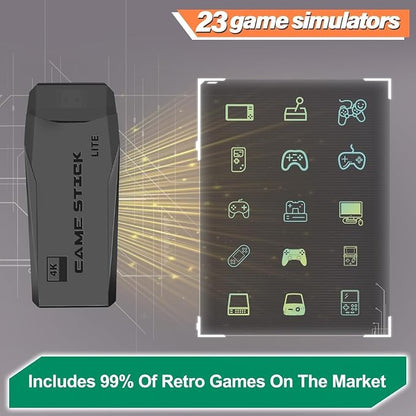 New Retro Gaming Console & Game Stick Pro - 20,000+ Classic Video Games, 23 Emulators, Dual Wireless Controllers, 4K HDMI Output, Plug & Play, Compatible with TV, PC, Projector, 64GB