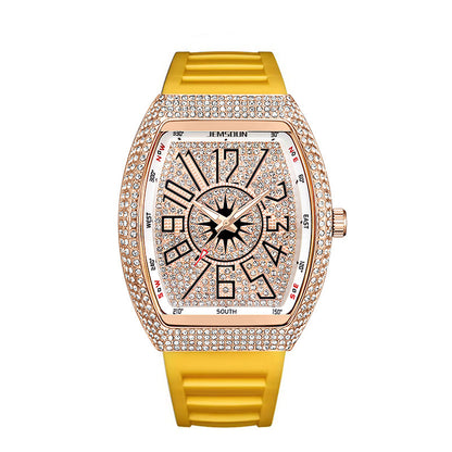 Men’s Diamond Accent Barrel Watch – Retro Quartz Fashion Timepiece