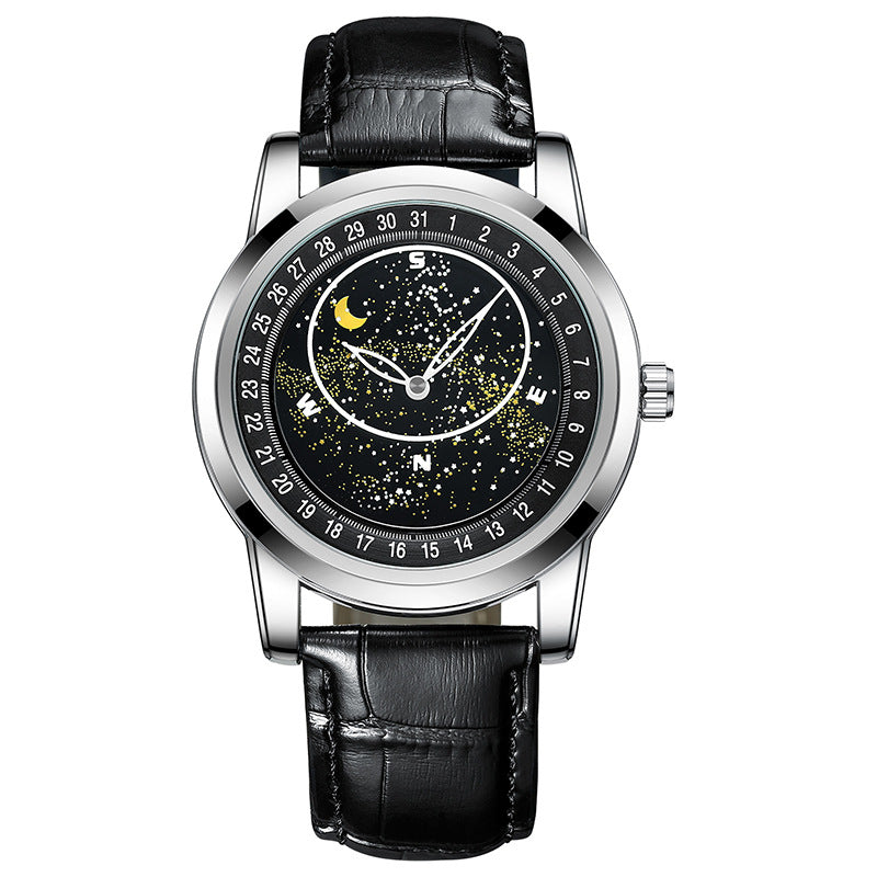 Men’s Starry Sky Watch – Rotating Dial Automatic Mechanical Wristwatch