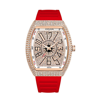 Men’s Diamond Accent Barrel Watch – Retro Quartz Fashion Timepiece
