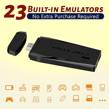 New Retro Gaming Console & Game Stick Pro - 20,000+ Classic Video Games, 23 Emulators, Dual Wireless Controllers, 4K HDMI Output, Plug & Play, Compatible with TV, PC, Projector, 64GB