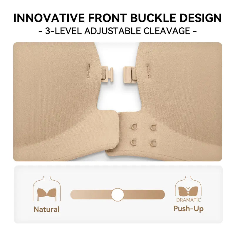 LUCKMEEY Womens Strapless Front Closure Bra Push Up Lift Bra Padded Add Cup Non Slip  Anti-Slip Grip & Removable Straps Fit Outfits Wireless Supportive  Seamless Comfortable
