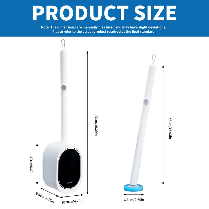 SOPAMI Disposable Toilet Brush Kit - 32/16 Refill Heads & Holder, Rotating No-Touch Deep Cleaner for Under-Rim & Corner, Bathroom Cleaning Tool for Home, RV