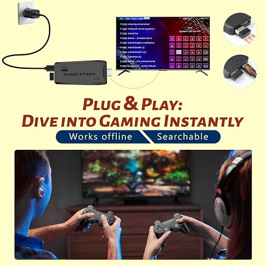 New Retro Gaming Console & Game Stick Pro - 20,000+ Classic Video Games, 23 Emulators, Dual Wireless Controllers, 4K HDMI Output, Plug & Play, Compatible with TV, PC, Projector, 64GB