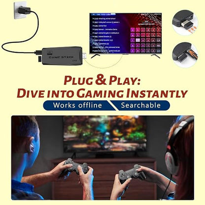 New Retro Gaming Console & Game Stick Pro - 20,000+ Classic Video Games, 23 Emulators, Dual Wireless Controllers, 4K HDMI Output, Plug & Play, Compatible with TV, PC, Projector, 64GB