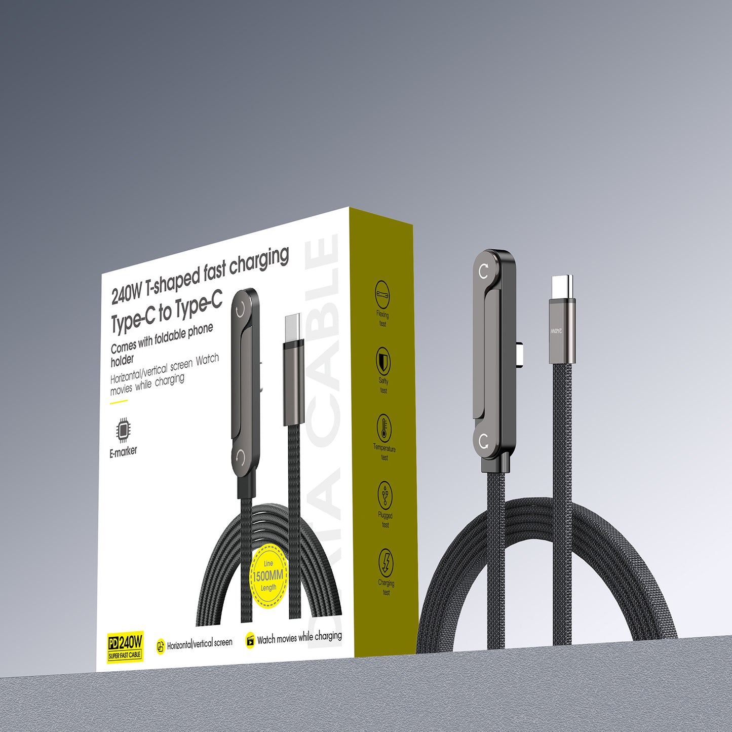 240W Fast Charging Dual USB-C Braided Zinc Alloy Cable for Tablets & Gaming
