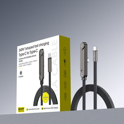 240W Fast Charging Dual USB-C Braided Zinc Alloy Cable for Tablets & Gaming