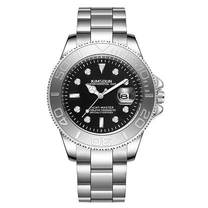 Men’s Gray Yacht-Inspired Quartz Watch – Luminous Stainless Steel Timepiece