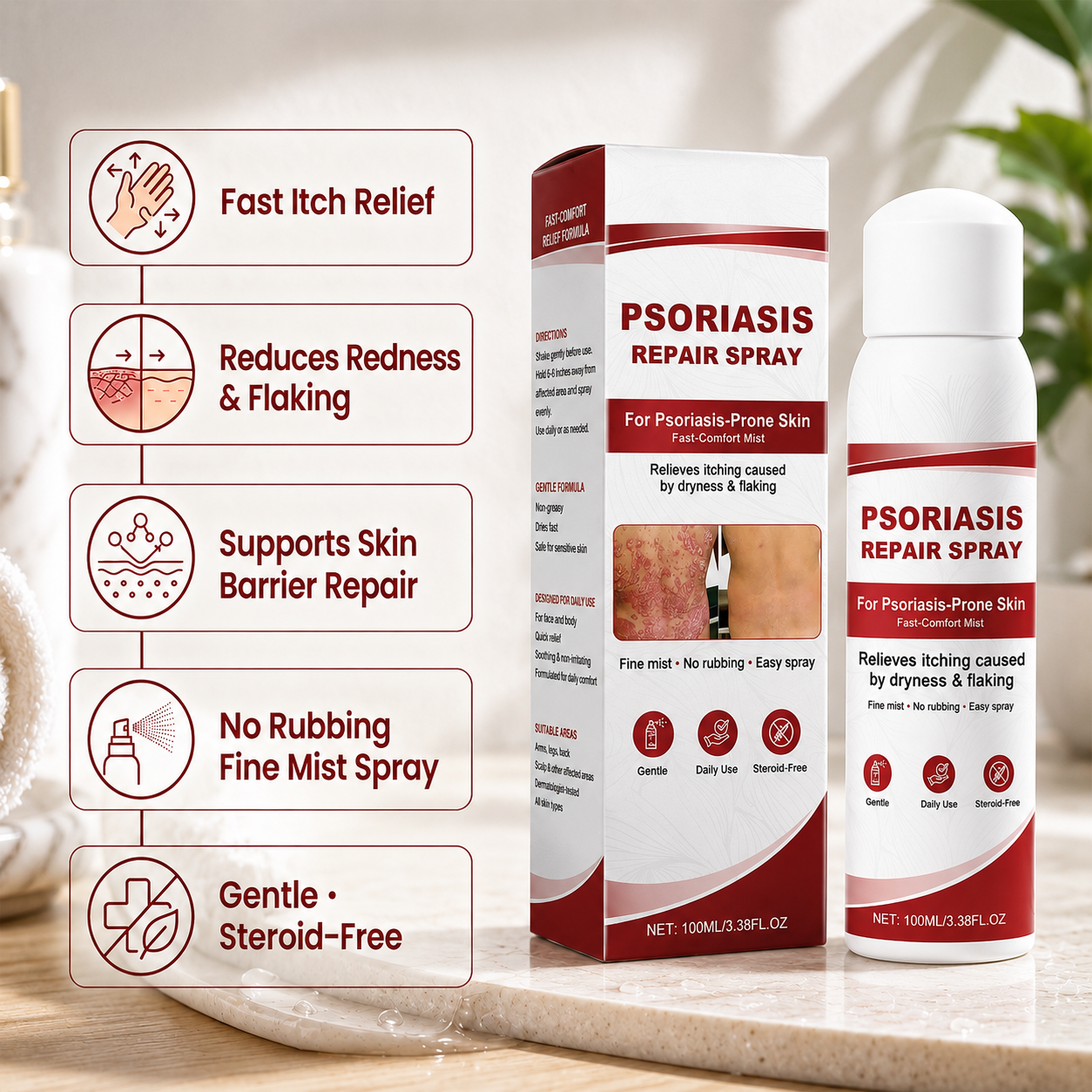 KUBOZN® Beef Tallow Spray for Itchy, Flaky Psoriasis Skin
