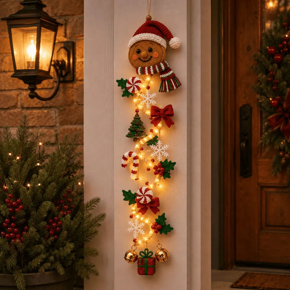 ✨Last Day 90% OFF✨– 🎄MerryCascade™ Glowing Christmas Door Hanger | 6 Festive Light Designs✨