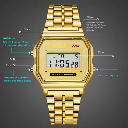 Casio F91W Style LED Digital Watch – A159 Stainless Steel Band