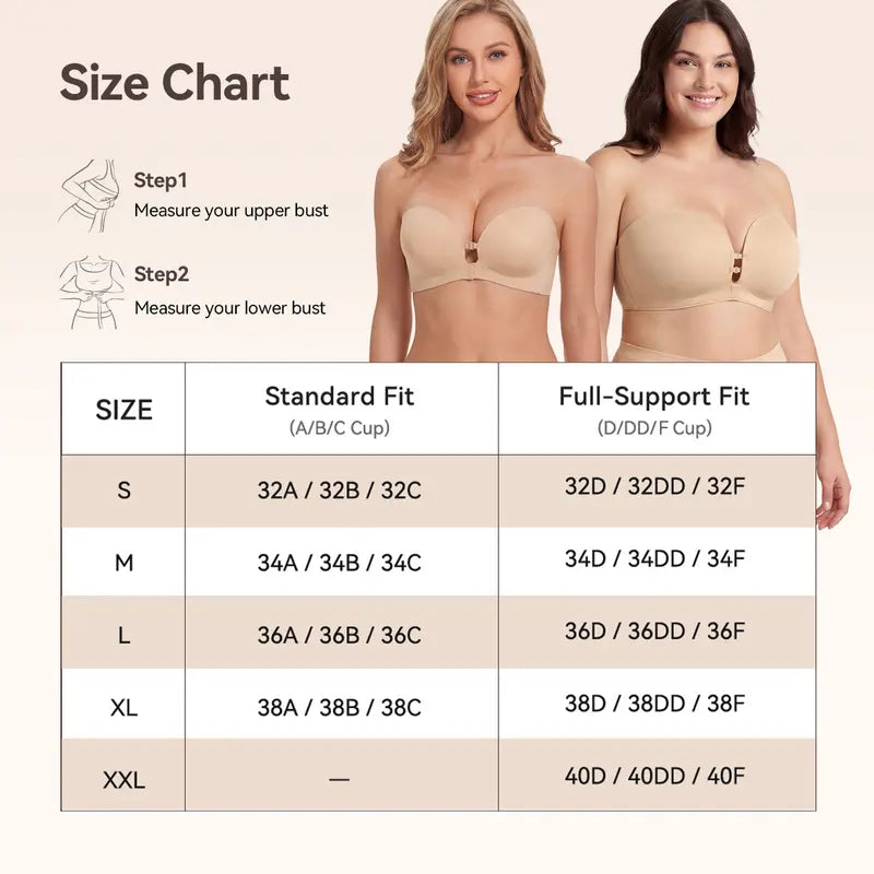 LUCKMEEY Womens Strapless Front Closure Bra Push Up Lift Bra Padded Add Cup Non Slip  Anti-Slip Grip & Removable Straps Fit Outfits Wireless Supportive  Seamless Comfortable