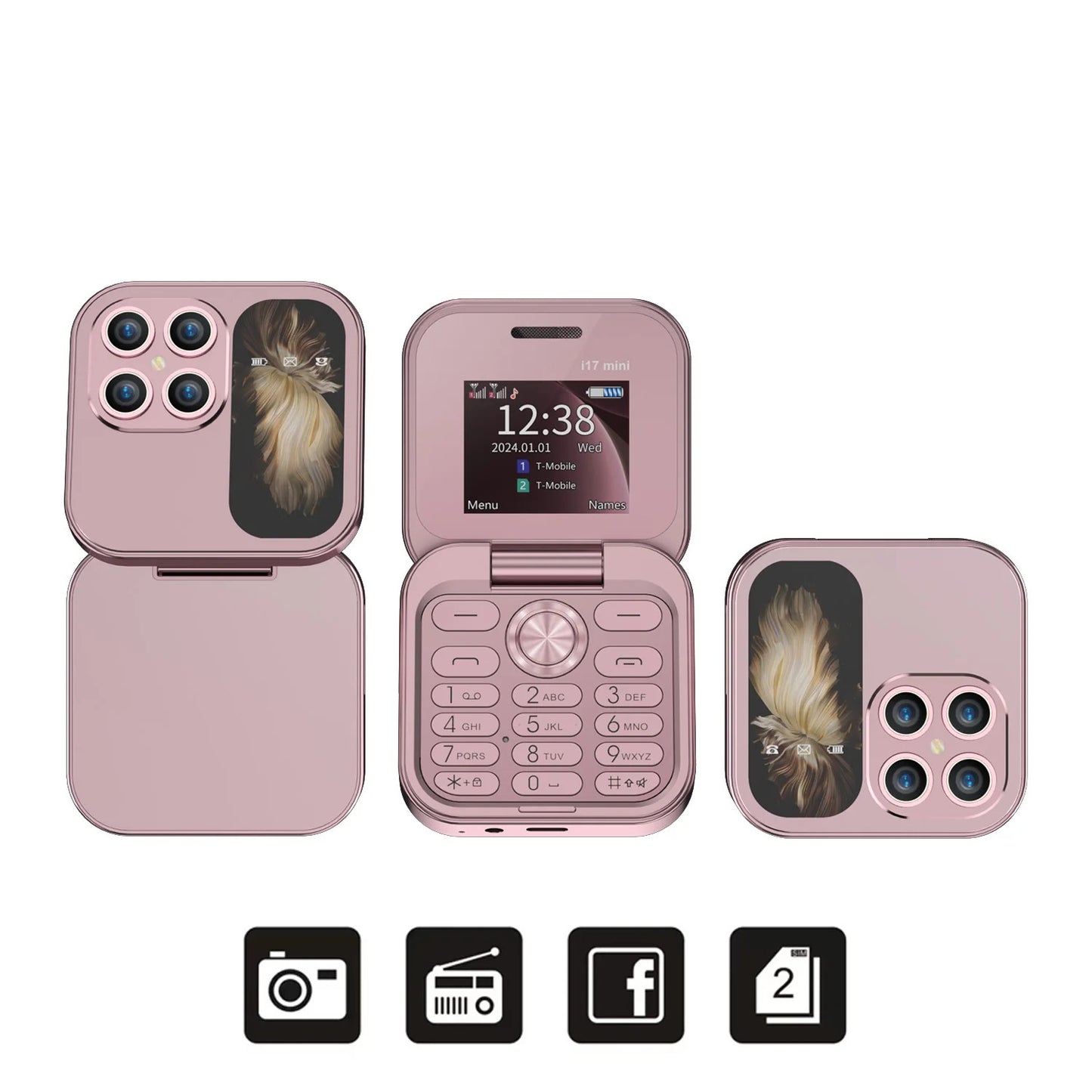 UMIIO i17 Pro Senior Flip Phone – Compact Easy-to-Use Mobile Phone with Dual SIM, Android OS & 1000mAh Battery