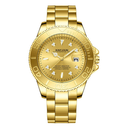 Men’s Gray Yacht-Inspired Quartz Watch – Luminous Stainless Steel Timepiece