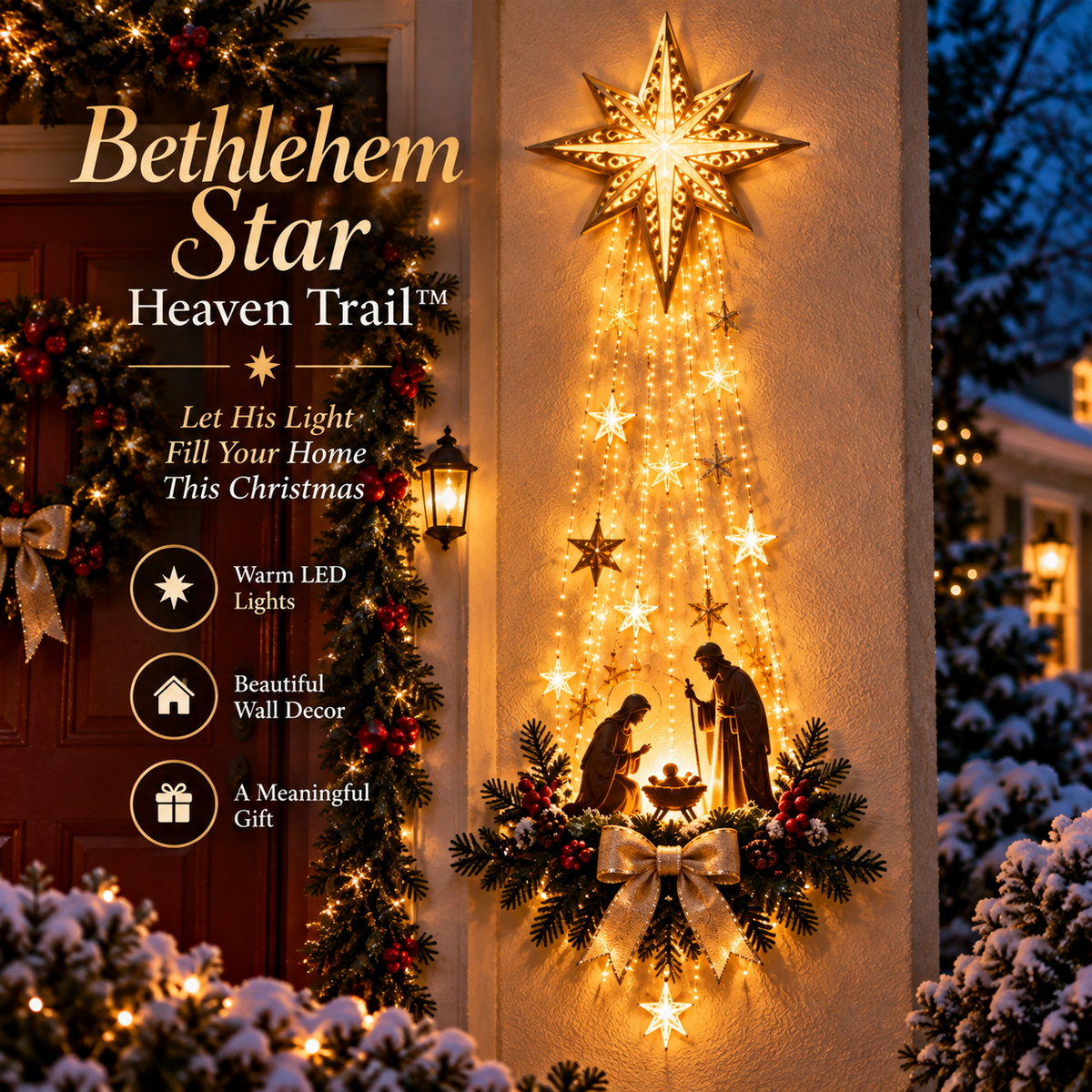 🔥Last Day 90% OFF🔥👼 Heavenly Angel Wings Nativity Light✨ – Lighted Christmas Wall Decor  ✈️