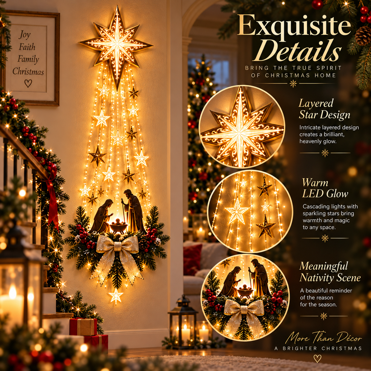 🔥Last Day 90% OFF🔥👼 Heavenly Angel Wings Nativity Light✨ – Lighted Christmas Wall Decor  ✈️