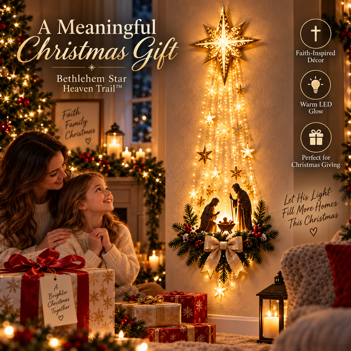 🔥Last Day 90% OFF🔥👼 Heavenly Angel Wings Nativity Light✨ – Lighted Christmas Wall Decor  ✈️