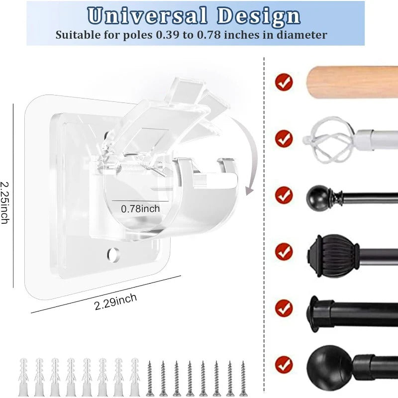 Nail-Free Adjustable Curtain Rod Bracket Holders –