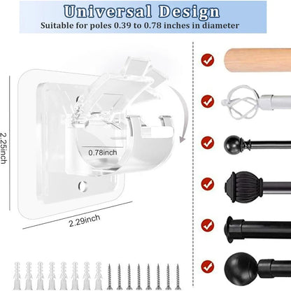 Nail-Free Adjustable Curtain Rod Bracket Holders –