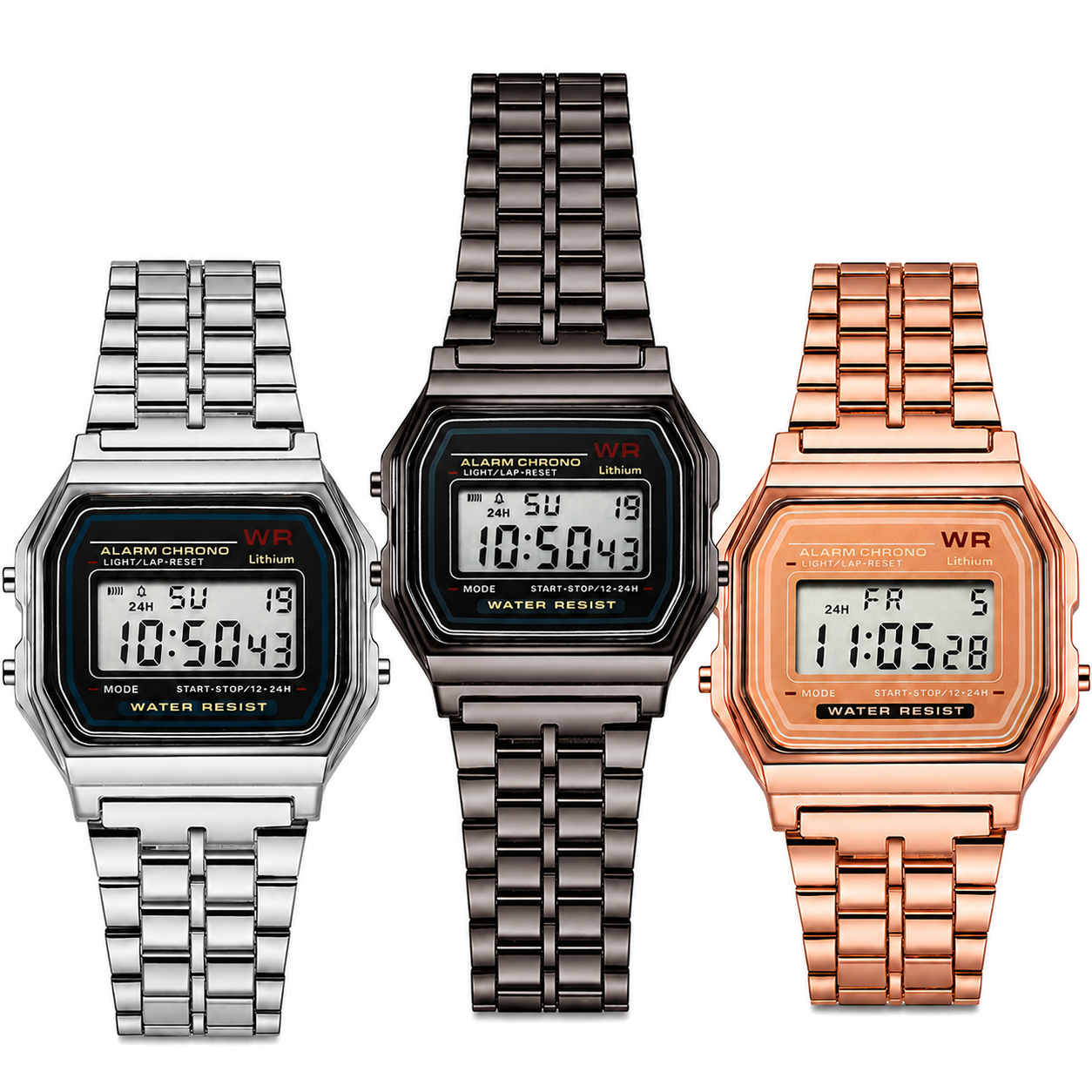 Casio F91W Style LED Digital Watch – A159 Stainless Steel Band